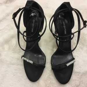 Sergio Rossi Black Rhinestone Strappy Heels - 6.5