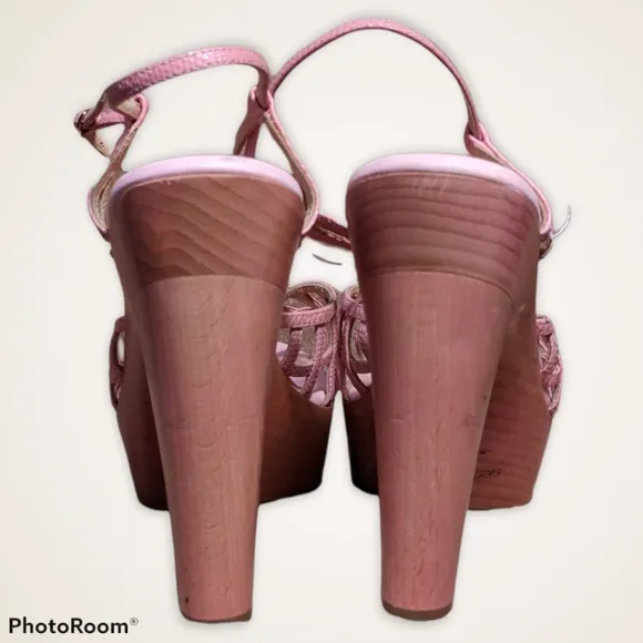 Sergio Rossi Pink Strappy Platform Heels 37.5 (6.5/7 US)