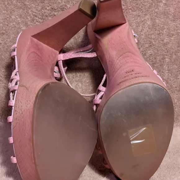 Sergio Rossi Pink Strappy Platform Heels 37.5 (6.5/7 US)