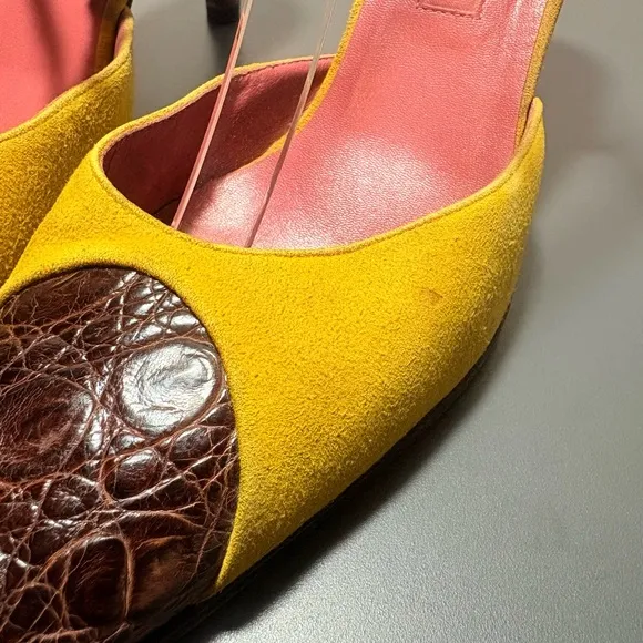 SERGIO ROSSI Vintage Suede and Leather Ankle Strap Heels
