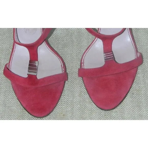 Sergio Rossi Womens Size 37  US 7 Burgundy Suede Strappy High Heels Sandals
