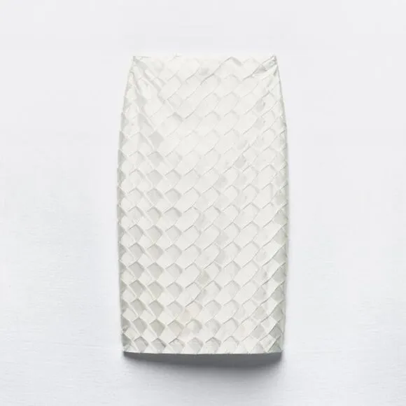 SET ZARA DIAMOND SATIN EFFECT MIDI SKIRT AND TOP