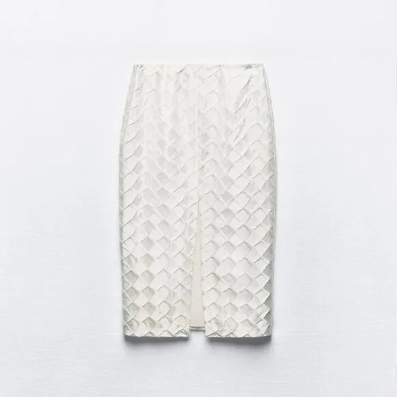 SET ZARA DIAMOND SATIN EFFECT MIDI SKIRT AND TOP