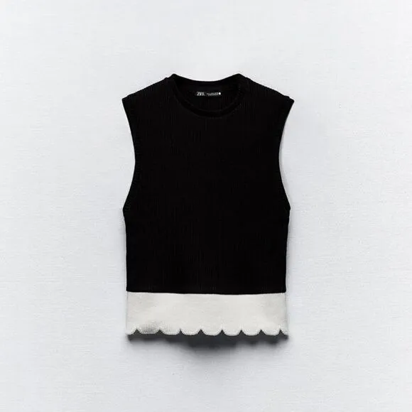 SET ZARA MIXED RIBBED TOP AND SKIRT
