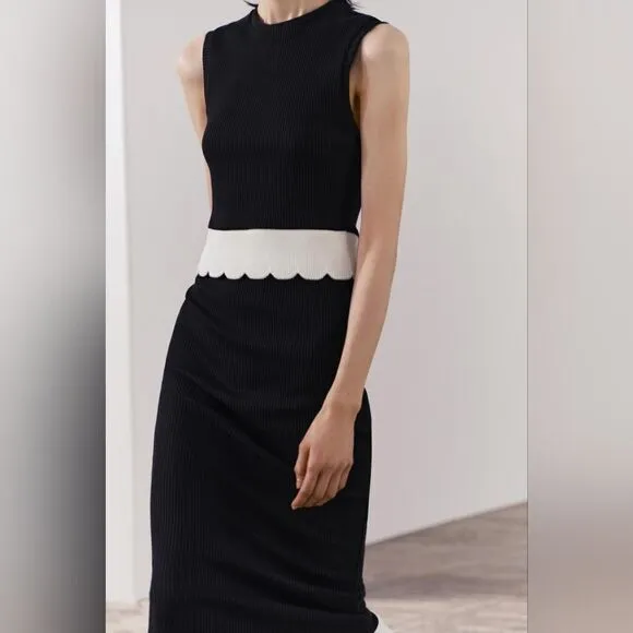SET ZARA MIXED RIBBED TOP AND SKIRT