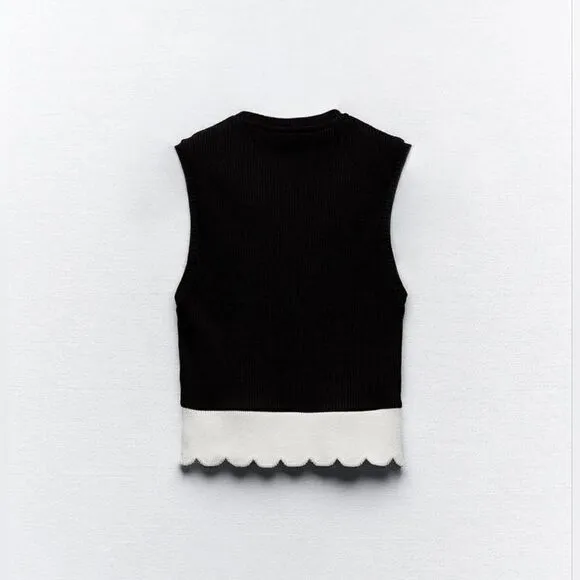SET ZARA MIXED RIBBED TOP AND SKIRT