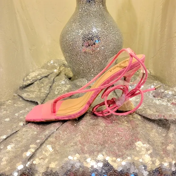 Sexy Brand New Pink Strappy Tie Dye Cake Heels