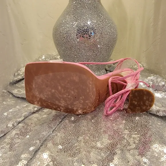 Sexy Brand New Pink Strappy Tie Dye Cake Heels