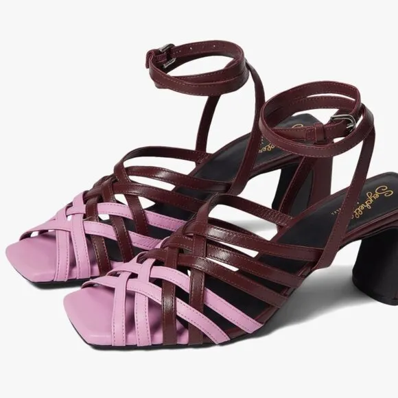 Seychelles Charter Leather Strappy Heel Shoe 70's Retro Ballroom Dance Size 9