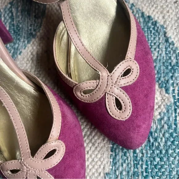 Seychelles suede heels Mary Jane style size 8 pink lovely shoes