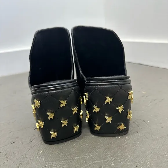 She is Cheval On My Way Black Pointed Toe Block Heel Western Studded Mules 10