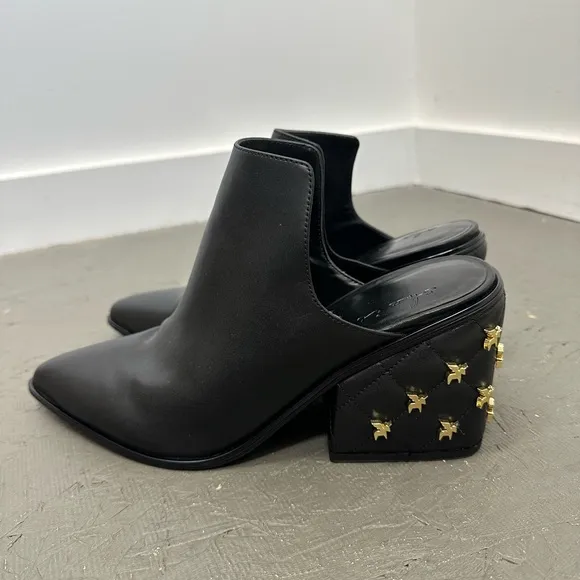She is Cheval On My Way Black Pointed Toe Block Heel Western Studded Mules 10
