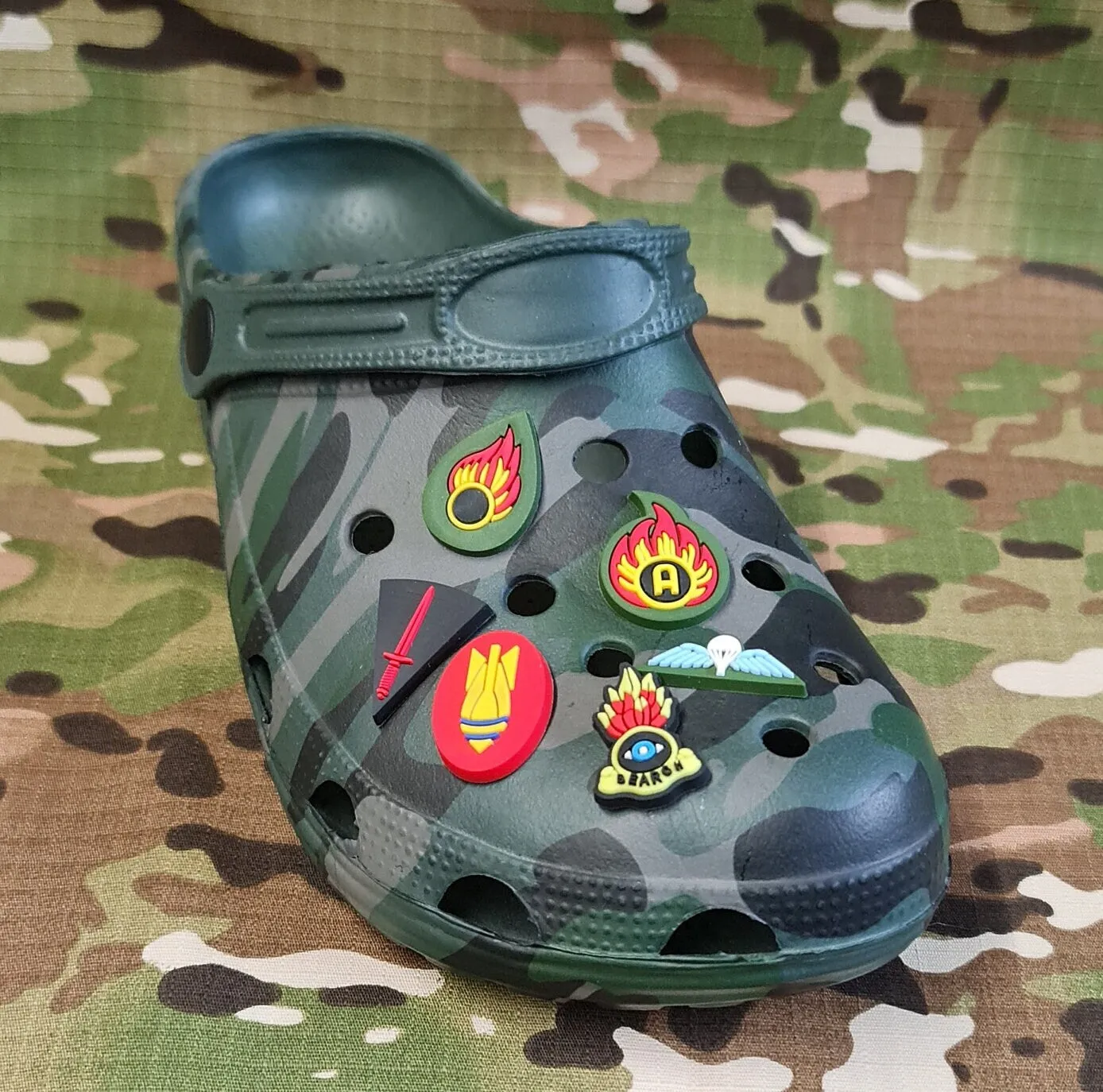 Shoe Charm / clog / water shoe - novelty charm / gem / Fun Rubber Logo logo customise military footwear here - EOD / Bomb Disposal / Ammo Tech / ATO