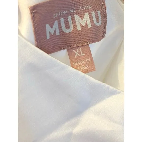 Show Me Your Mumu Anderson Maxi Bridal Dress in Ivory Luxe Satin XL