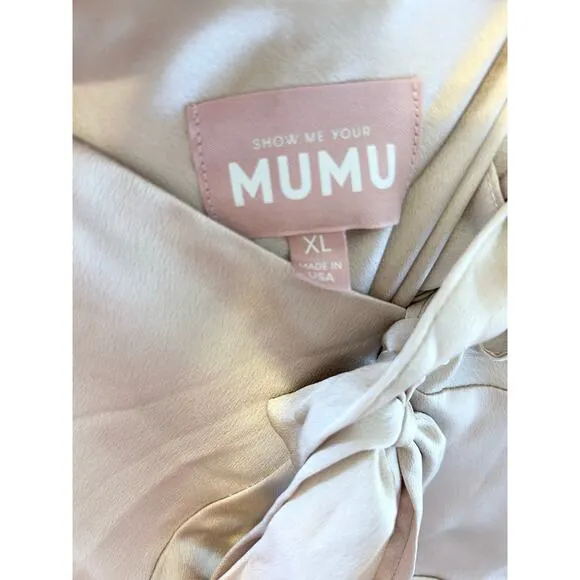Show Me Your Mumu Anderson Maxi Dress in Champagne Luxe Satin XL