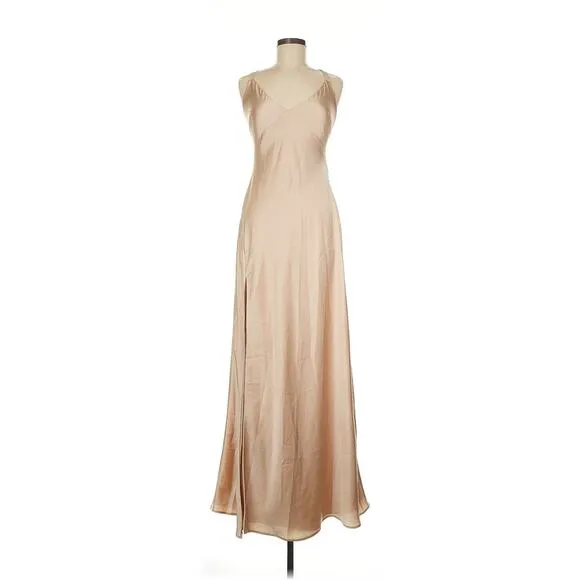 Show Me Your Mumu Anderson Maxi Dress in Champagne Luxe Satin XL