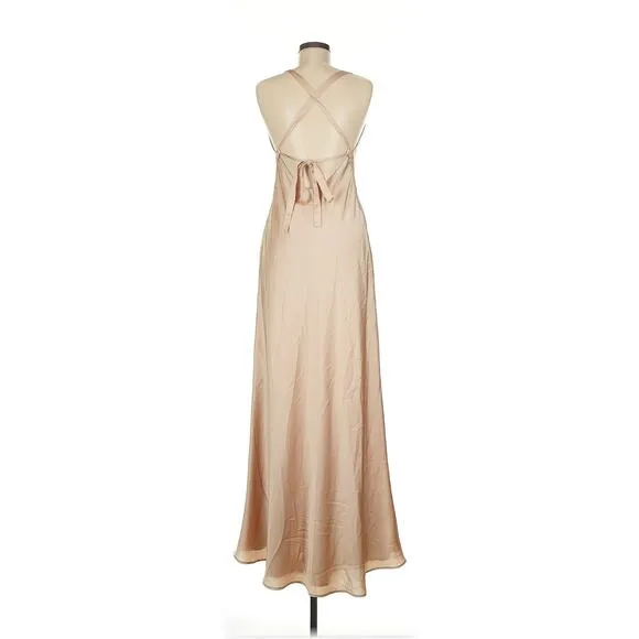 Show Me Your Mumu Anderson Maxi Dress in Champagne Luxe Satin XL