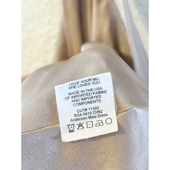 Show Me Your Mumu Anderson Maxi Dress in Champagne Luxe Satin XL