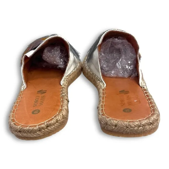 Silvia Cobos White Canvas Tasseled Slip on Sunrise Mules Sz 10 NEW