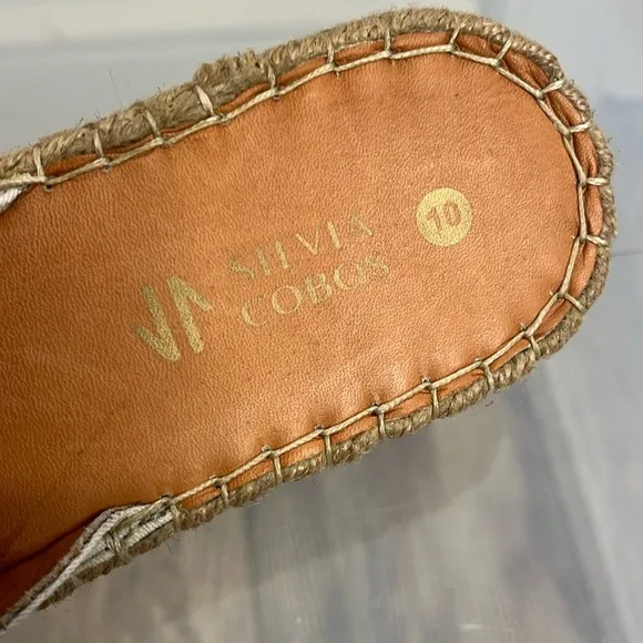 Silvia Cobos White Canvas Tasseled Slip on Sunrise Mules Sz 10 NEW