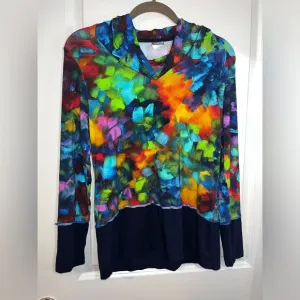 Simply Art by Dolcezza Colorful Rainbow Paint Swatch Cowl Turtleneck Size Medium