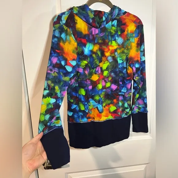 Simply Art by Dolcezza Colorful Rainbow Paint Swatch Cowl Turtleneck Size Medium