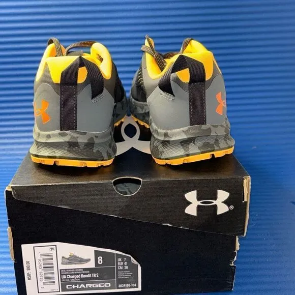 Size 8- Men’s Under Armour Charged Bandit Trail 2 3024186-104 Running Shoes NEW