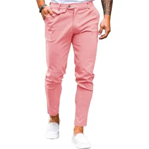 Skinny Tapered Dress Pants Comfort Casual Solid Trousers for Men's