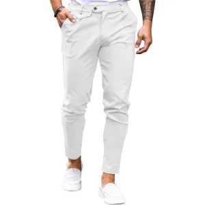 Slim Fit Pants Flat Front Stretch Skinny Tapered Dress Pants  for Men's