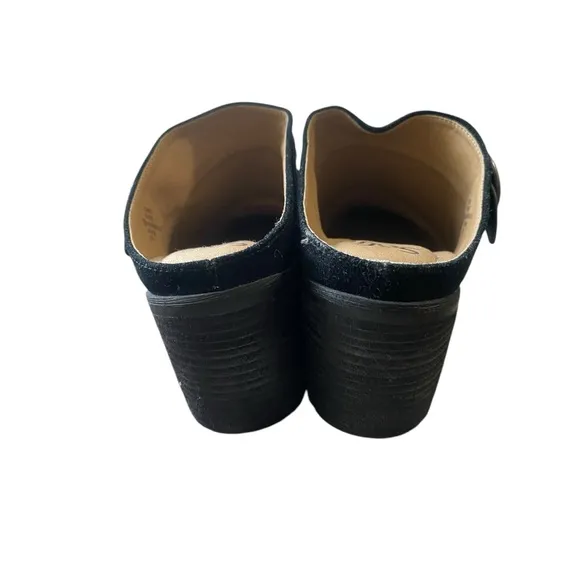 Sofft Adena Leather Suede Black Studded Buckle Mule Clog I Size:11M