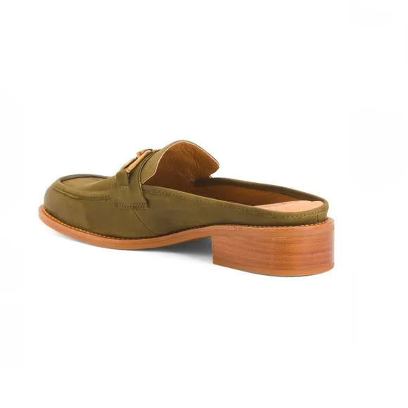 Sofft Suede Rosalia Comfort Slip On Mules Fern Green &amp; Gold Accents Women’s 6