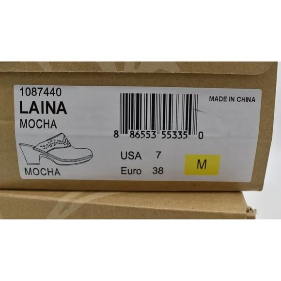 Sofft Womens Size 7 Laina Mocha Leather Open Back Heeled Clogs Shoes