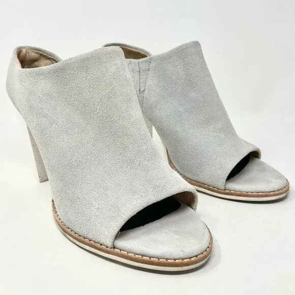 Sol Sana Liza Dove Grey Suede Peep Toe Heeled Mules Size 40