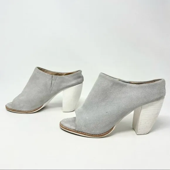 Sol Sana Liza Dove Grey Suede Peep Toe Heeled Mules Size 40