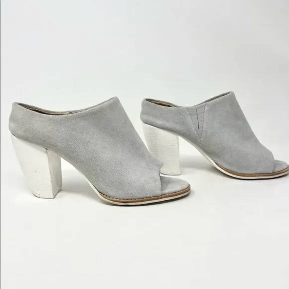 Sol Sana Liza Dove Grey Suede Peep Toe Heeled Mules Size 40