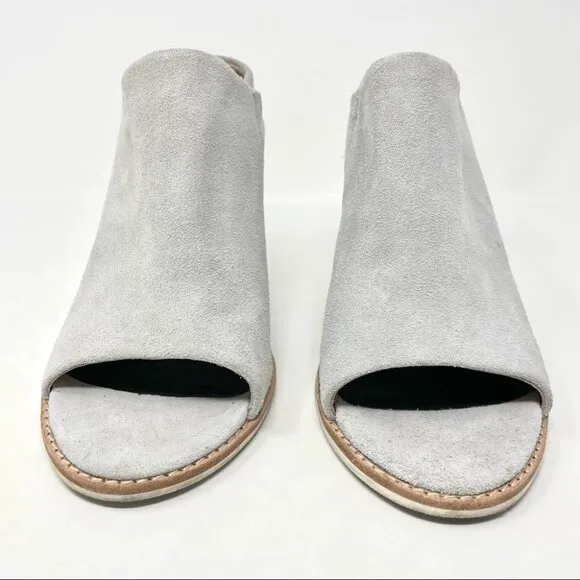 Sol Sana Liza Dove Grey Suede Peep Toe Heeled Mules Size 40