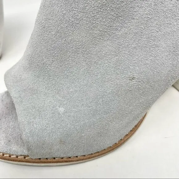 Sol Sana Liza Dove Grey Suede Peep Toe Heeled Mules Size 40