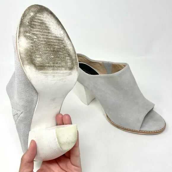 Sol Sana Liza Dove Grey Suede Peep Toe Heeled Mules Size 40