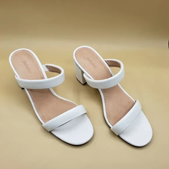 SOLUDOS Ines Heels Cushioned All White Women's Size 9/39.5 Strappy summer