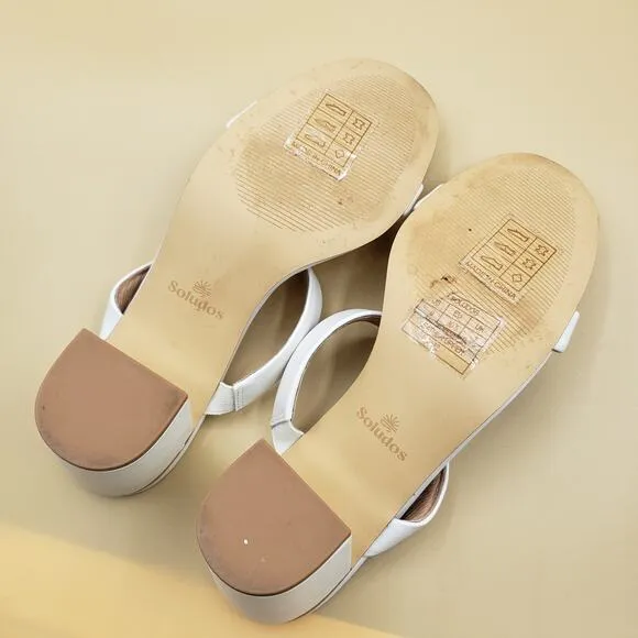 SOLUDOS Ines Heels Cushioned All White Women's Size 9/39.5 Strappy summer