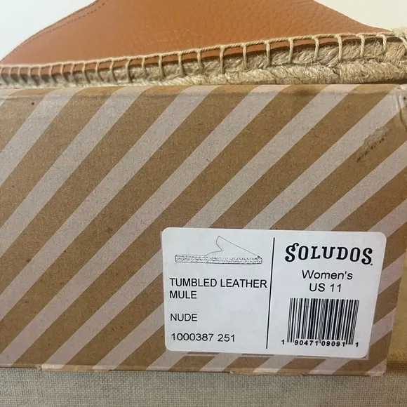 Soludos Tumbled Leather Espadrille Slip On Mules