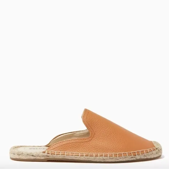 Soludos Tumbled Leather Espadrille Slip On Mules