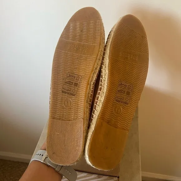 Soludos Tumbled Leather Espadrille Slip On Mules