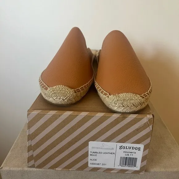 Soludos Tumbled Leather Espadrille Slip On Mules