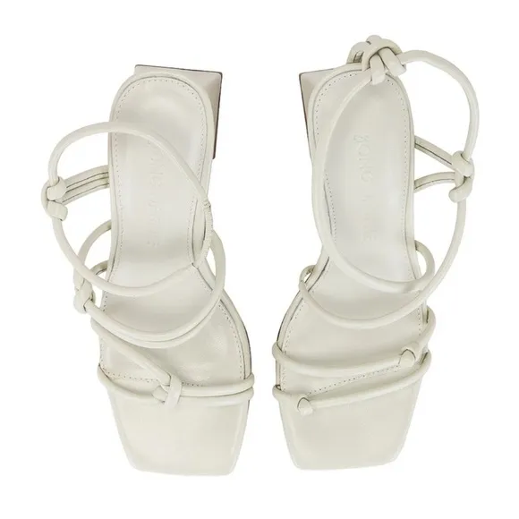 Song Of Style Heels Noelle Strappy Block Heel Square Toe in Ivory