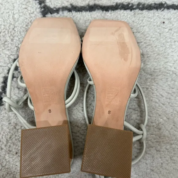 Song Of Style Heels Noelle Strappy Block Heel Square Toe in Ivory