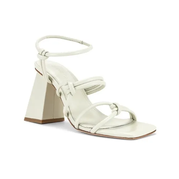 Song Of Style Heels Noelle Strappy Block Heel Square Toe in Ivory