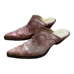 Sonora by double H women's size 10 pink leather pointed toe boot slip on heels