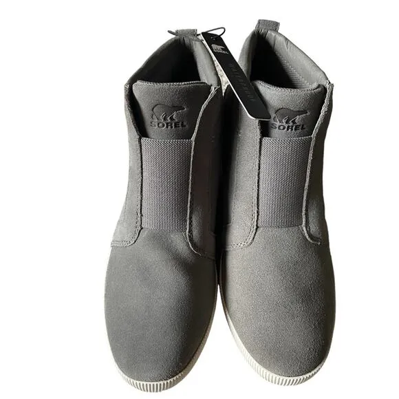 SOREL Womens OUT N ABOUT PULL ON WEDGE Bootie Size 8.5 Sea Salt Grey