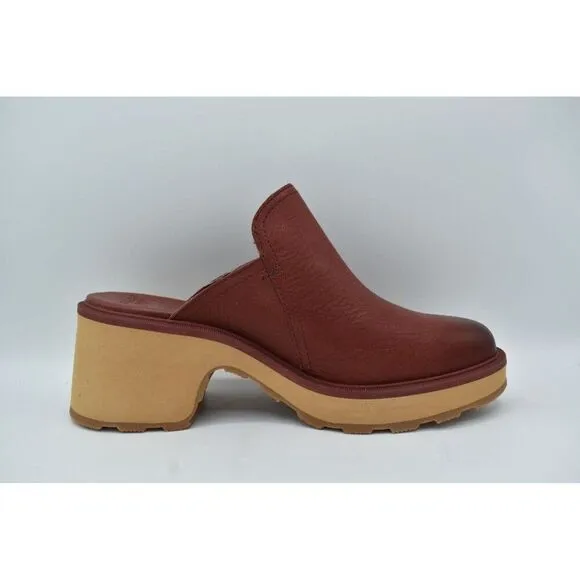 Sorel Womens Size 10.5 Hi Line Waterproof Leather Tawny Buff Spice Heeled Clogs